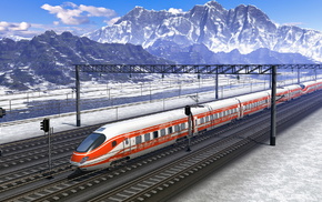 train, beautiful, mountain, speed, nature