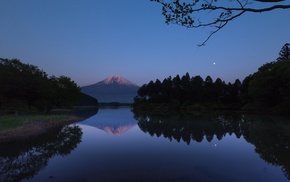 mountain, lake