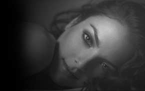 girl, face, monochrome