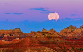 evening, nature, USA, moon, mountain