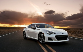 wheels, white, cars, sunset, road