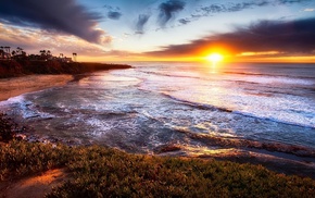 nature, sunset