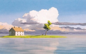 house, painting, island