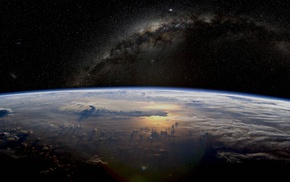 atmosphere, stars, space, galaxy, planet, Earth