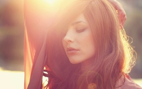 girl, brunette, face