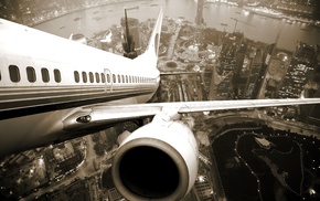city, China, aircraft, airplane, background