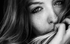 girl, monochrome, face