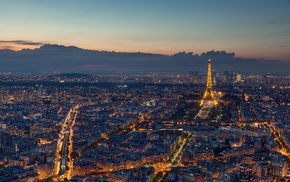 lights, Paris, Eiffel Tower, France, cityscape, building