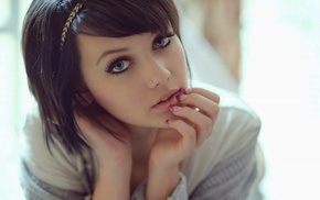 model, blue eyes, Melissa Clarke, girl, face, brunette