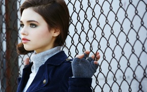 brunette, girl, fence