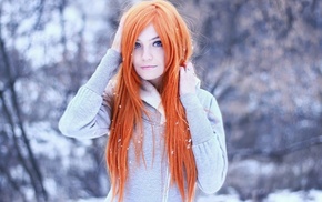 redhead, snow
