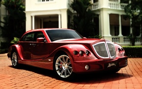 red, cars, house