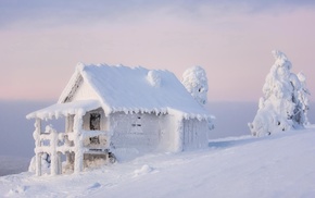 winter, snow, cabin