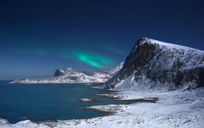 winter, lake, mountain, landscape