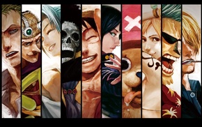 Roronoa Zoro, Usopp, panels, Nami, One Piece, Brook