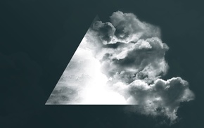 clouds, triangle, moon