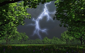 stunner, summer, grass, lightning