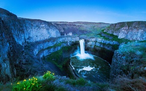 landscape, waterfall, rock