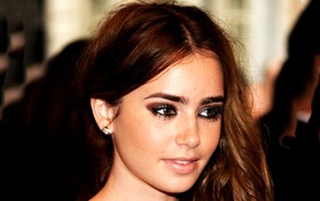 face, brunette, Lily Collins, girl