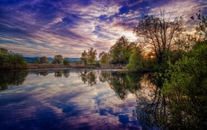 lake, forest, nature