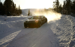sky, cars, snow, winter, forest
