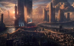 futuristic, city