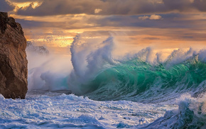 wave, rocks, nature, storm, stunner