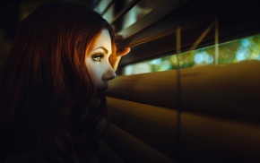 face, redhead, looking away, girl