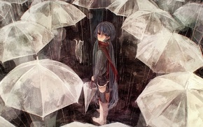 Hatsune Miku, anime girls, umbrella, Vocaloid, rain