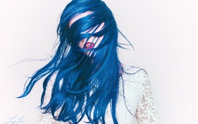girl, blue hair