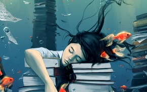 underwater, artwork, books