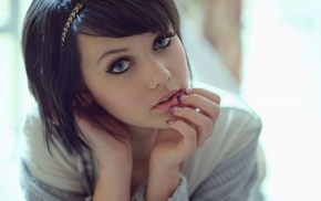 brunette, blue eyes, Melissa Clarke