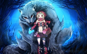 werewolves, anime girls, Little Red Riding Hood