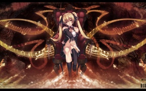 musical notes, twintails, sitting, anime, Dream Club, anime girls