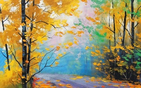 fall, painting, trees, forest, Graham Gercken, leaves