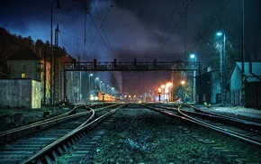 night, railway station