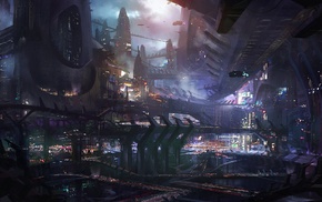 futuristic, city