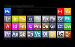 periodic table, Adobe Illustrator, Adobe Photoshop, Dreamweaver, black