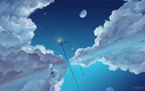 sky, clouds, anime