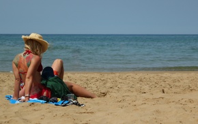 sea, beach, girls, tattoo, girl