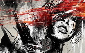 girl, face, artwork