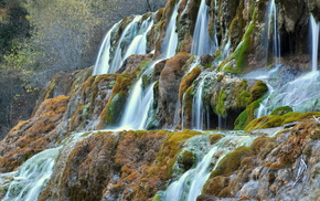 nature, China, moss, waterfall