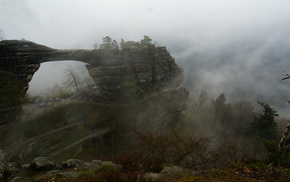 rocks, nature, mist