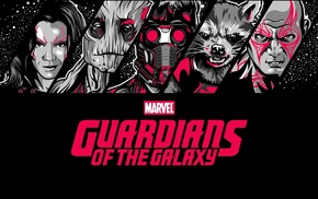 Rocket Raccoon, Guardians of the Galaxy, Drax the Destroyer, Gamora, Groot, Star Lord