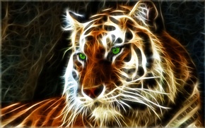 art, 3D, photoshop, predator, tiger