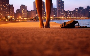 feet, beach, barefoot, lights