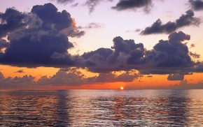 nature, sea, clouds, sunset
