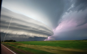 stunner, lightning, road, sky