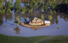 trees, USA, water, house, stunner