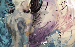 blonde, painting, girl